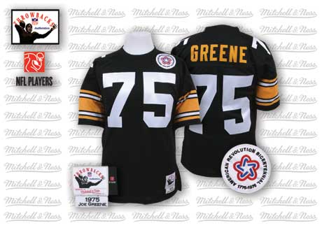 Men's Authentic Joe Greene Mitchell and Ness Jersey Black Home - #75 Throwback NFL Pittsburgh Steelers